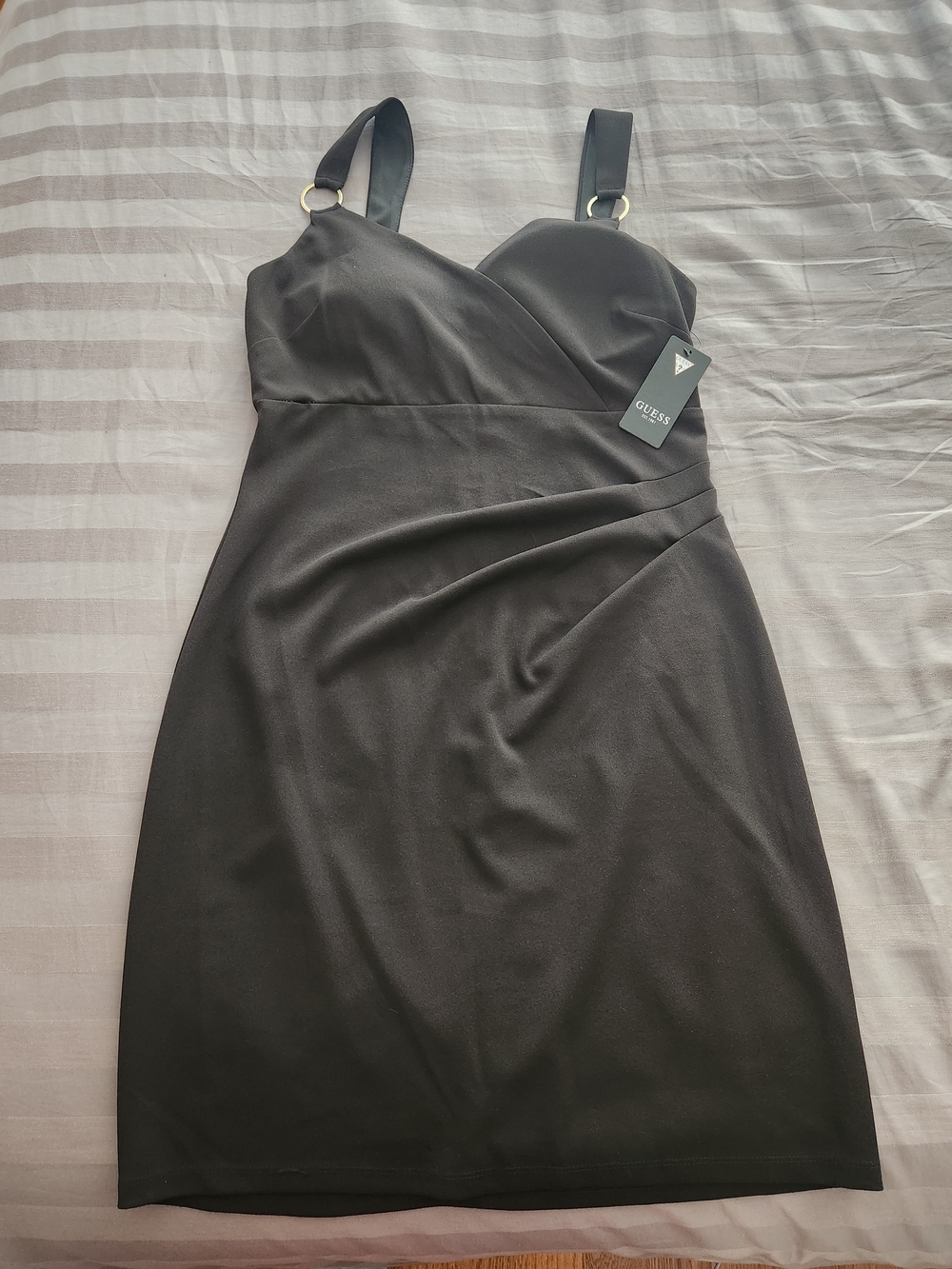 GUESS Black Sleeveless Wrap-Style  Dress